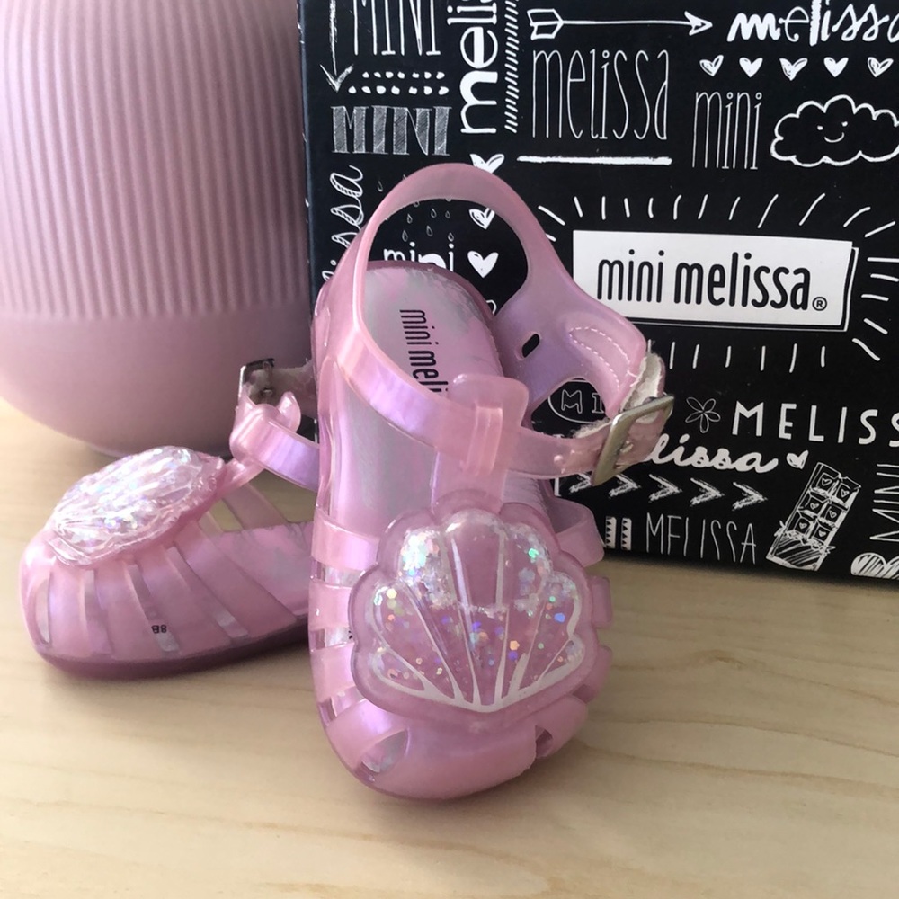 Mini Melissa Pink Lavender Pearly Seashell Sandals